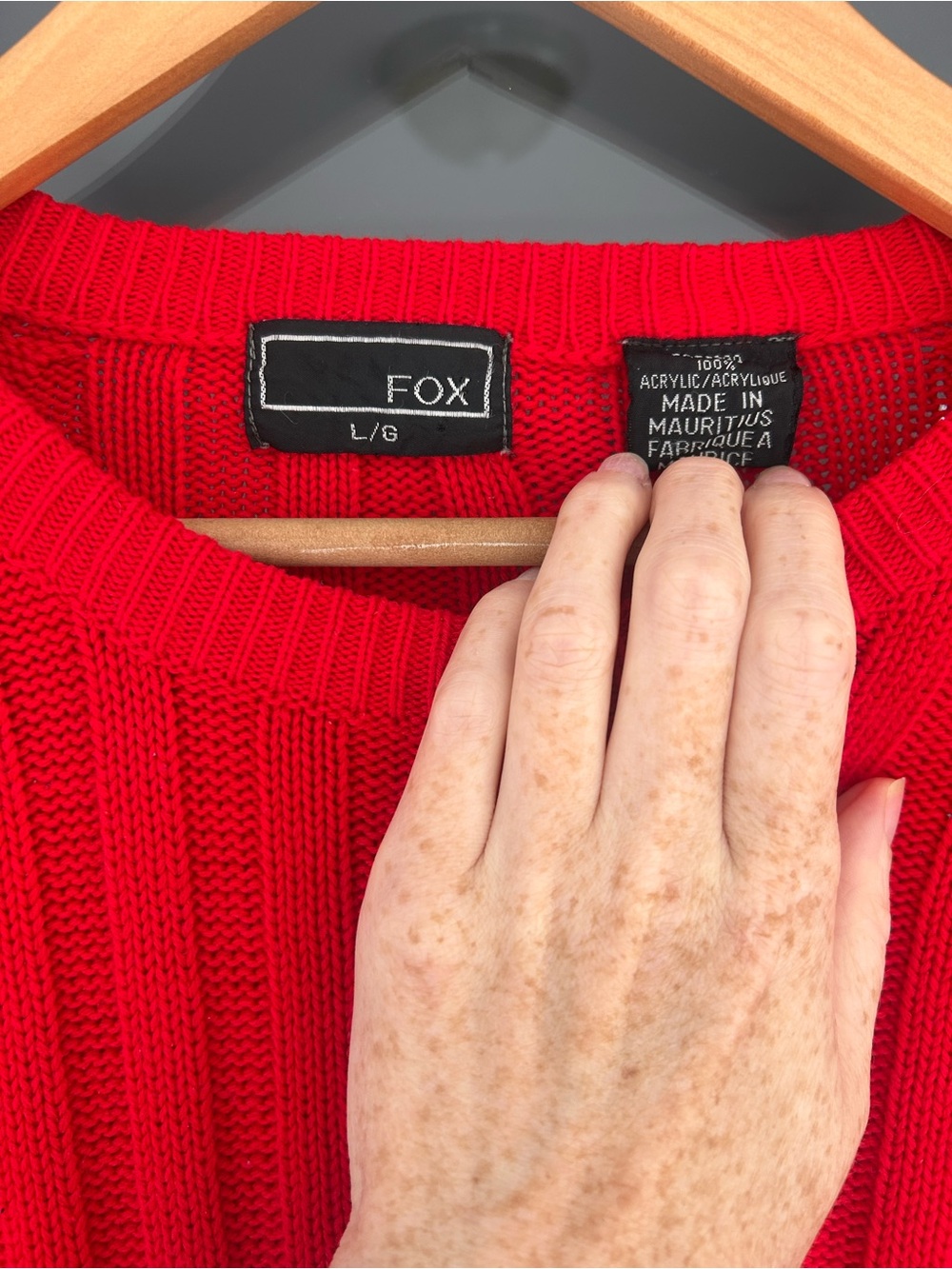 Fox Red Ribbed Crewneck Sweater - Picture 2 of 2